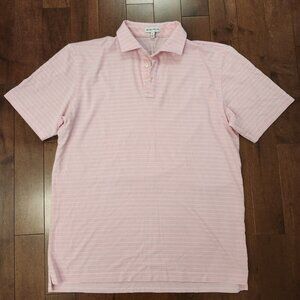 Peter Millar men's short sleeve striped pink golf top in size medium